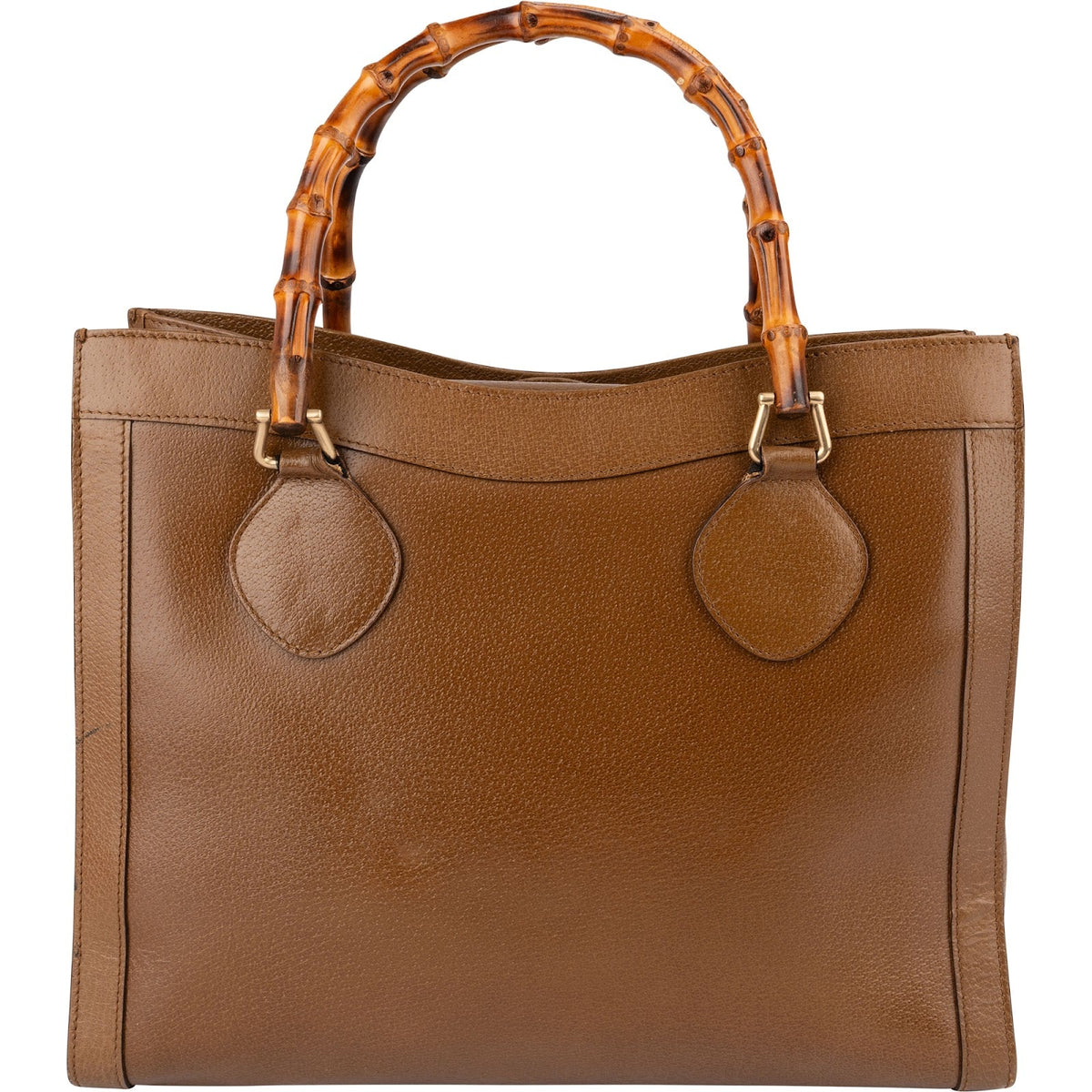 Borsa a mano Gucci in pelle marrone con manico in bambù