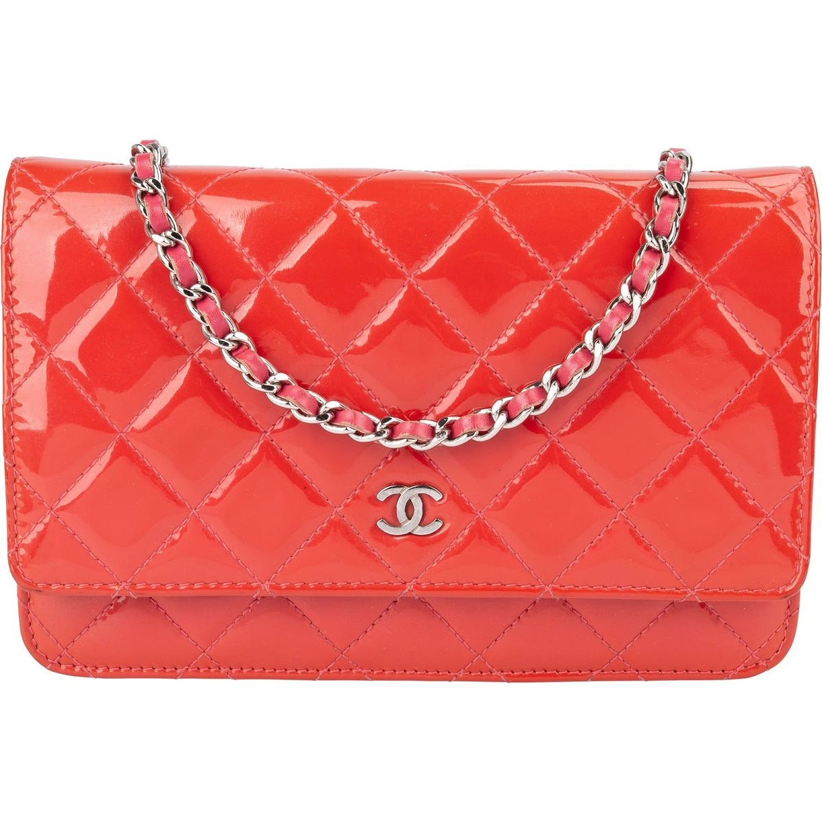 Chanel gewatteerde lakleren Wallet on Chain crossbodytas