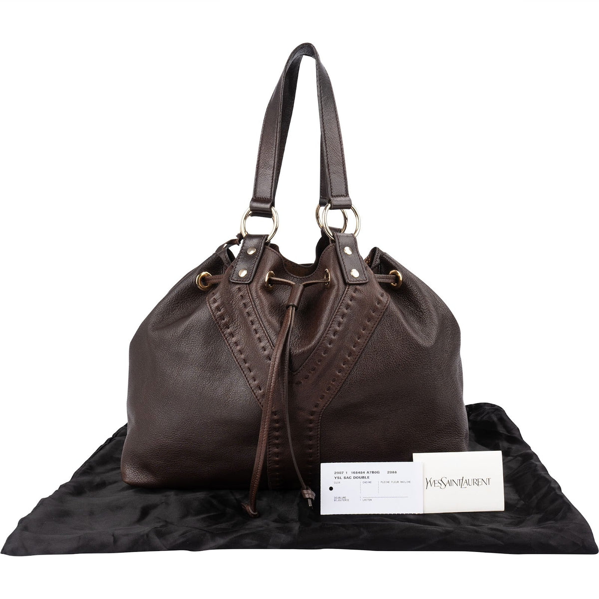 Yves Saint Laurent Leather Y-Mail Drawstring Tote Shoulder Bag