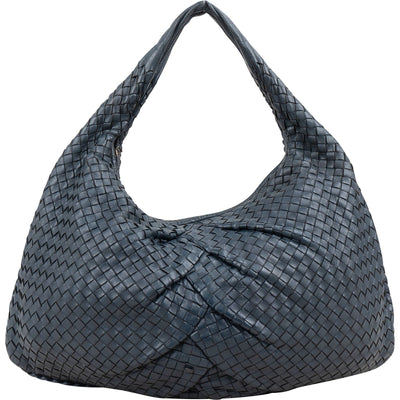 Bottega Veneta Blue Intrecciato Quilted Leather Belly Shoulder Bag