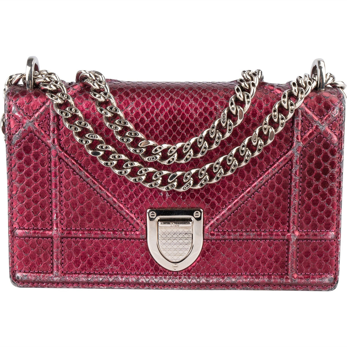 Dior Metallic Mini Diorama aus Optic Pythonleder – Vorderansicht
