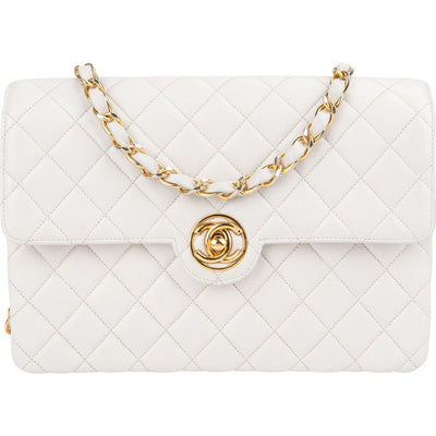 Chanel Quilted Lambskin 24K Gold Single Flap Crossbody Bag