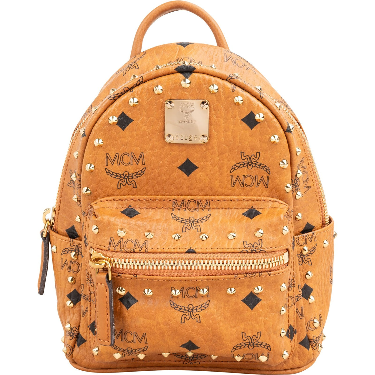 MCM Monogram Visetos Stark Studded Mini aus beschichtetem Canvas und Leder – Vorderansicht