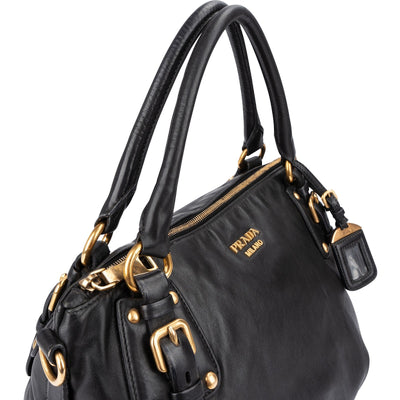 Prada Black Soft Calfskin Gaufre Tote Handbag