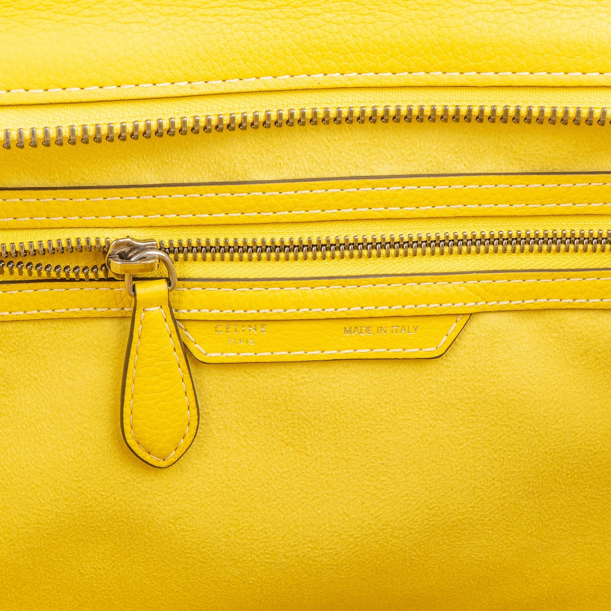 Celine Yellow Drummed Calfskin Luggage Tote Handtas
