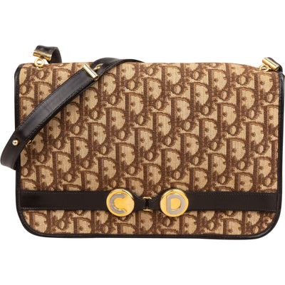 Bolso de hombro vintage con solapa y monograma Trotter de Christian Dior