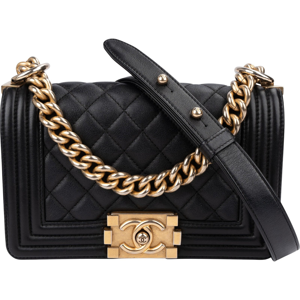 Bolso bandolera Chanel Boy Single Flap pequeño en piel de becerro acolchada