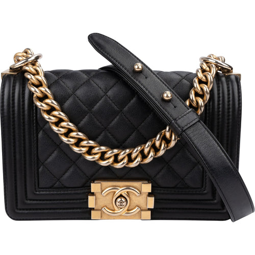 Chanel Quilted Calfskin Small Boy Single Flap Crossbody Bag