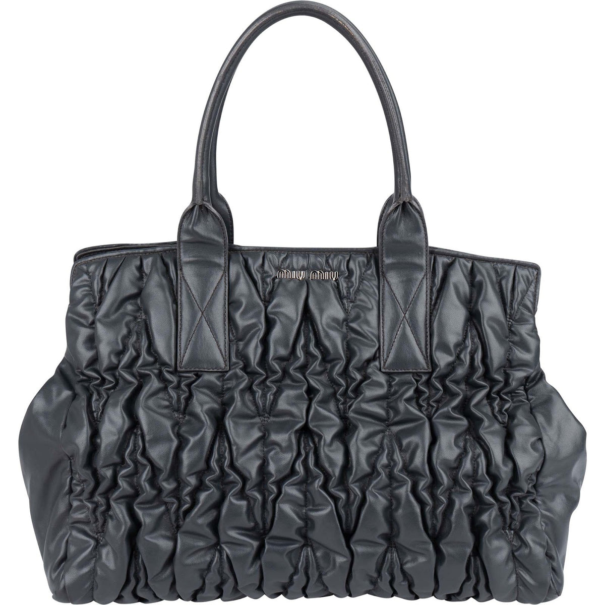 Bolso tote Miu Miu de piel de napa matelassé gris