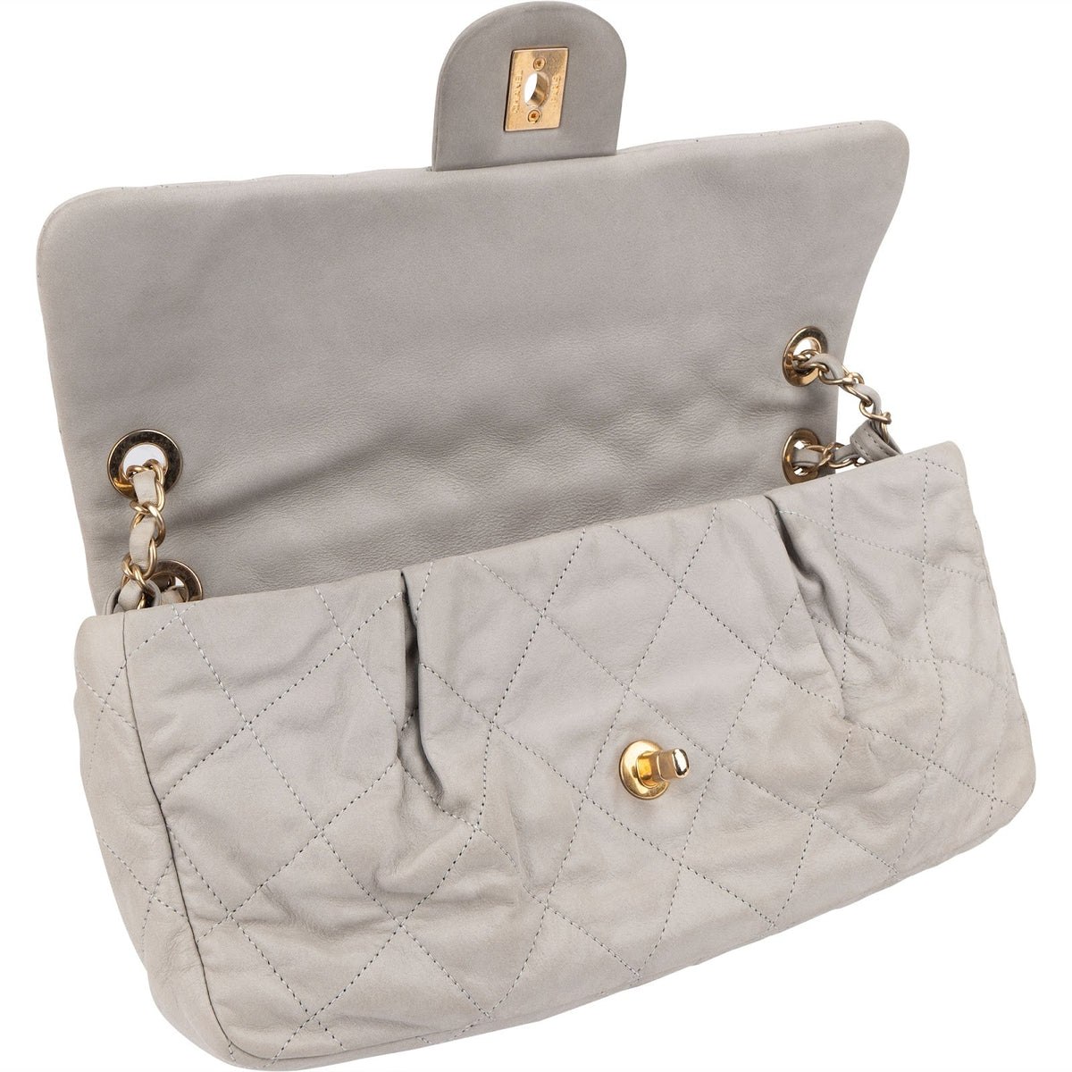 Chanel Quilted Nubuc Easy Single Flap Shoulder Bag