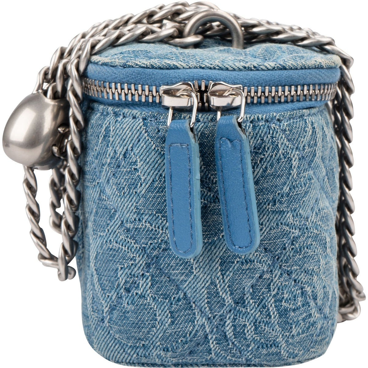 Sac bandoulière Chanel Camellia Monogram Adjustable Mini Vanity Case en denim matelassé