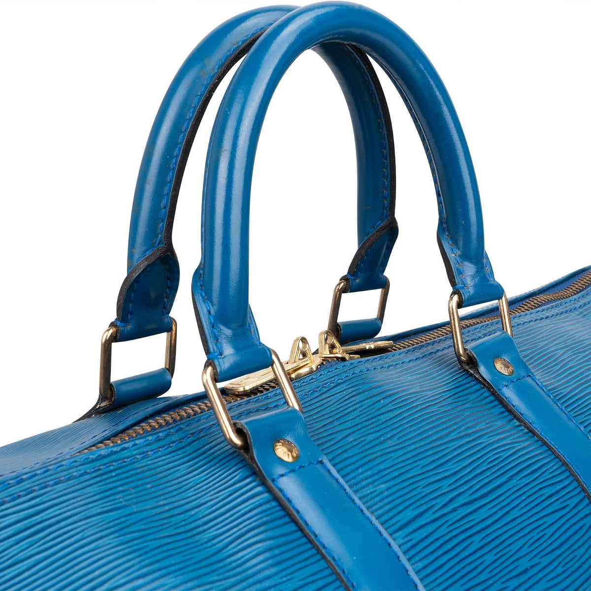 Bolso de viaje Louis Vuitton Keepall 45 en piel Epi azul
