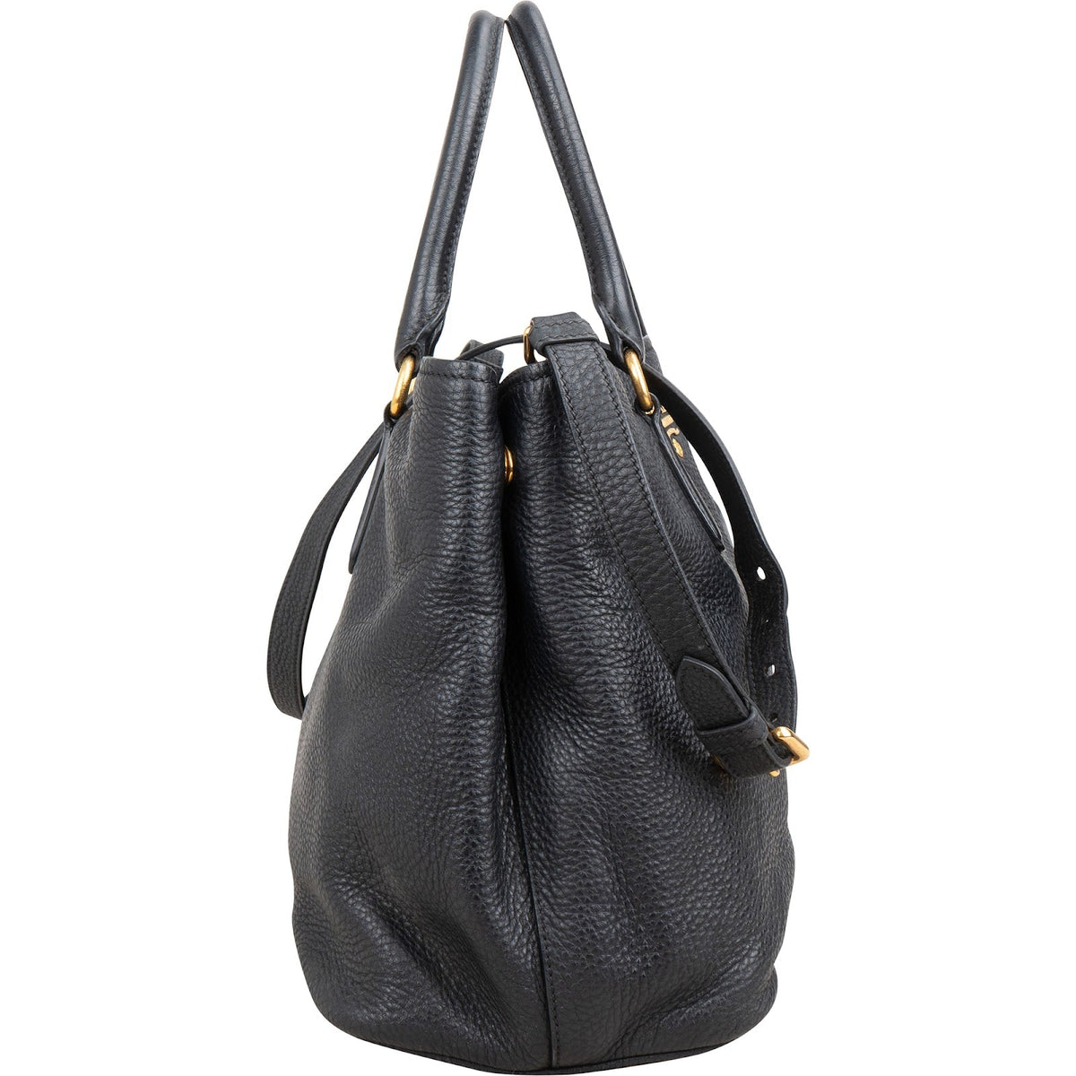 Prada Black Vitello Daino Leather Tote Handbag