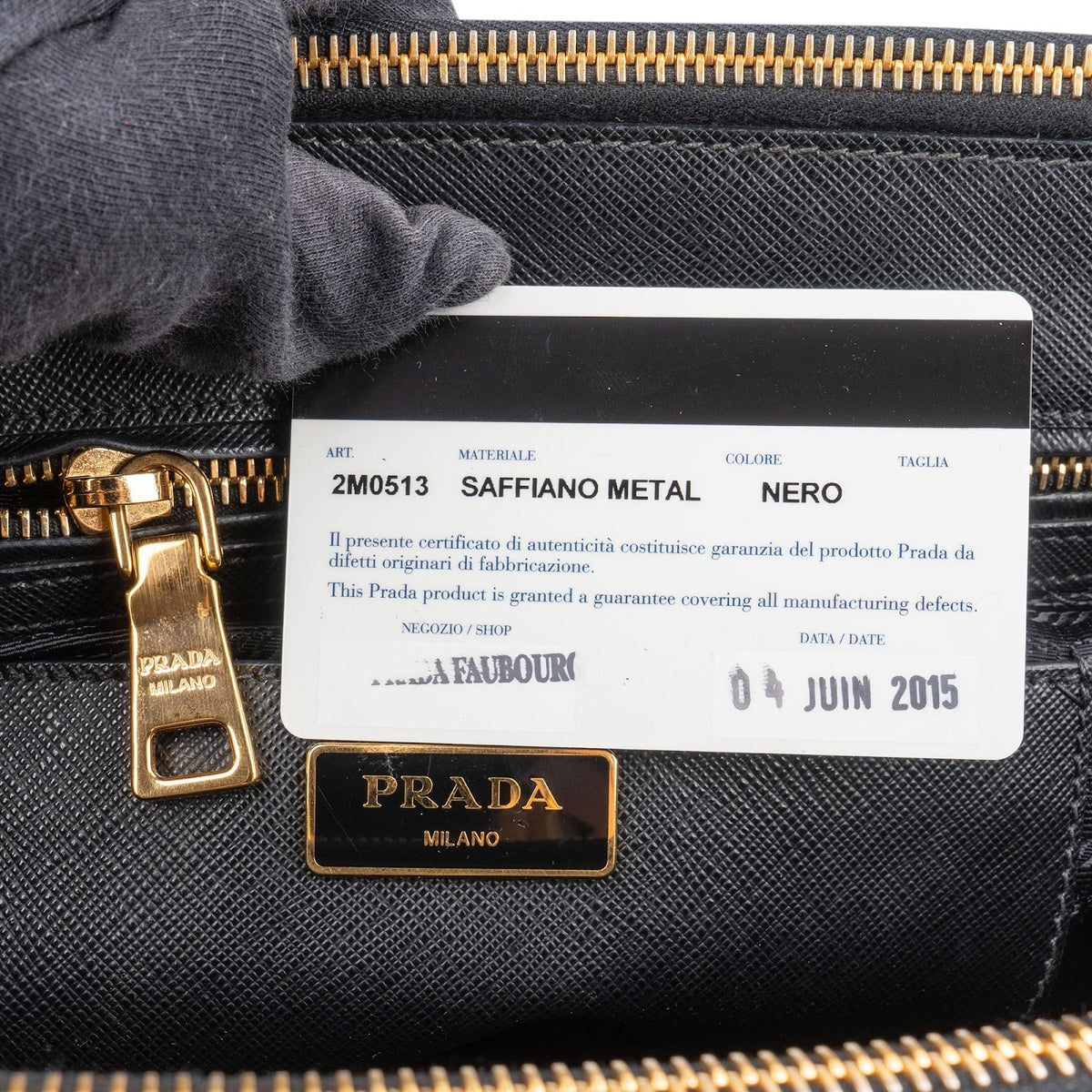 Prada zwarte Saffiano Metal lederen Large Galleria crossbody tas