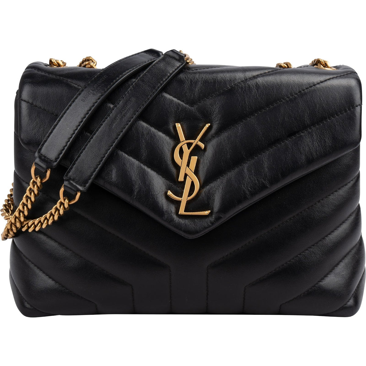 Saint Laurent Loulou Medium aus gestepptem Lammleder – Vorderansicht
