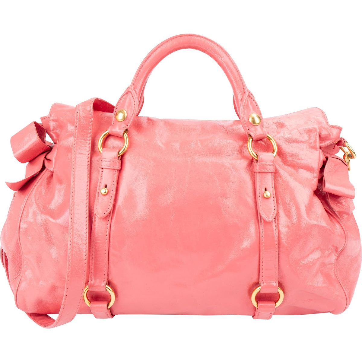Borsa a mano Miu Miu Bow in pelle Vitello Lux rosa
