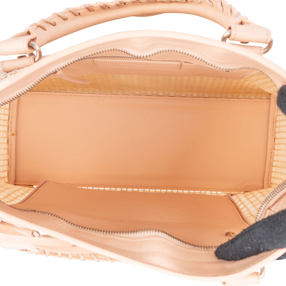 Balenciaga Stitched Checked Mesh Rosa City Handtasche, Bild 10 von 12