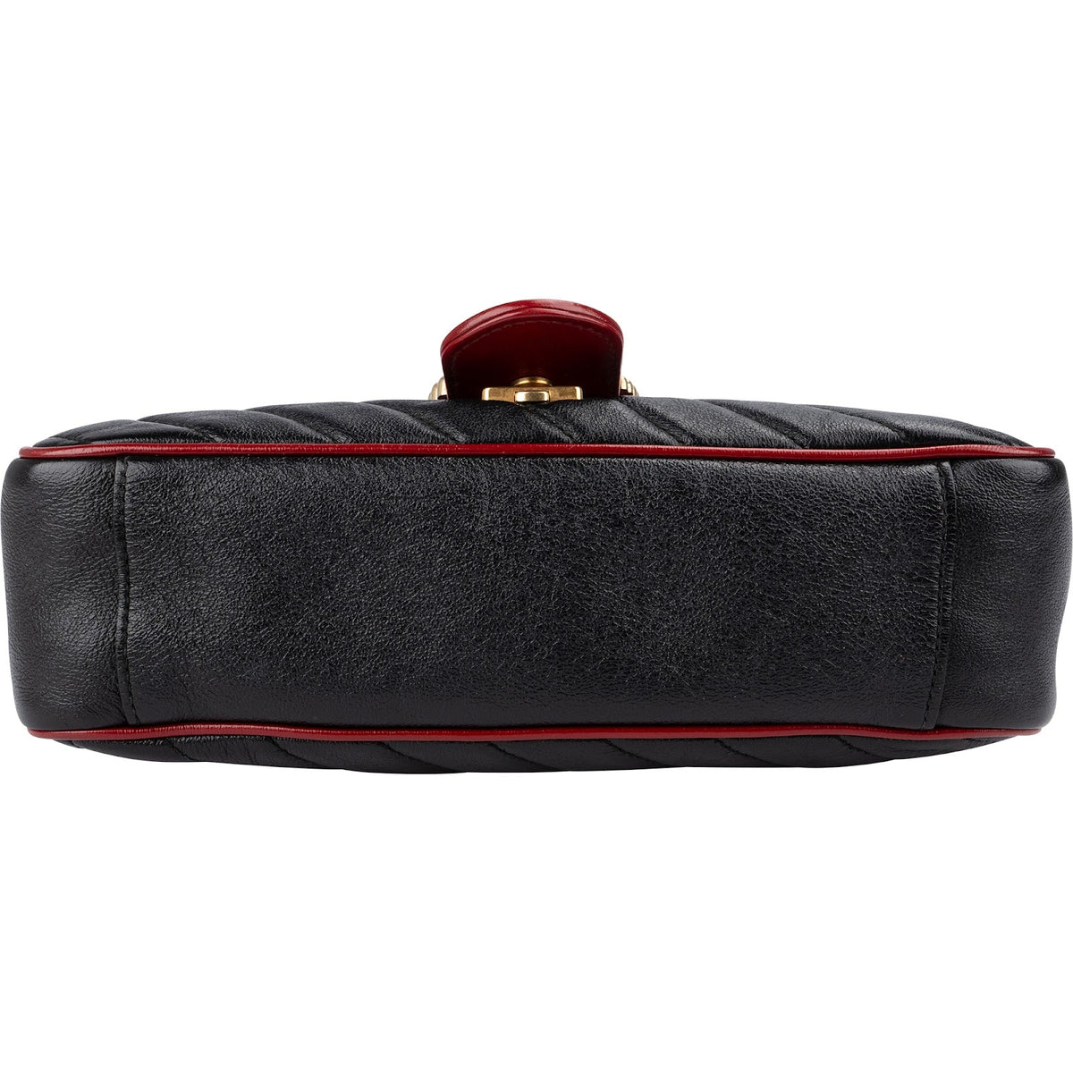 Gucci zwarte Matelassé lederen rode Edges GG Marmont crossbody tas