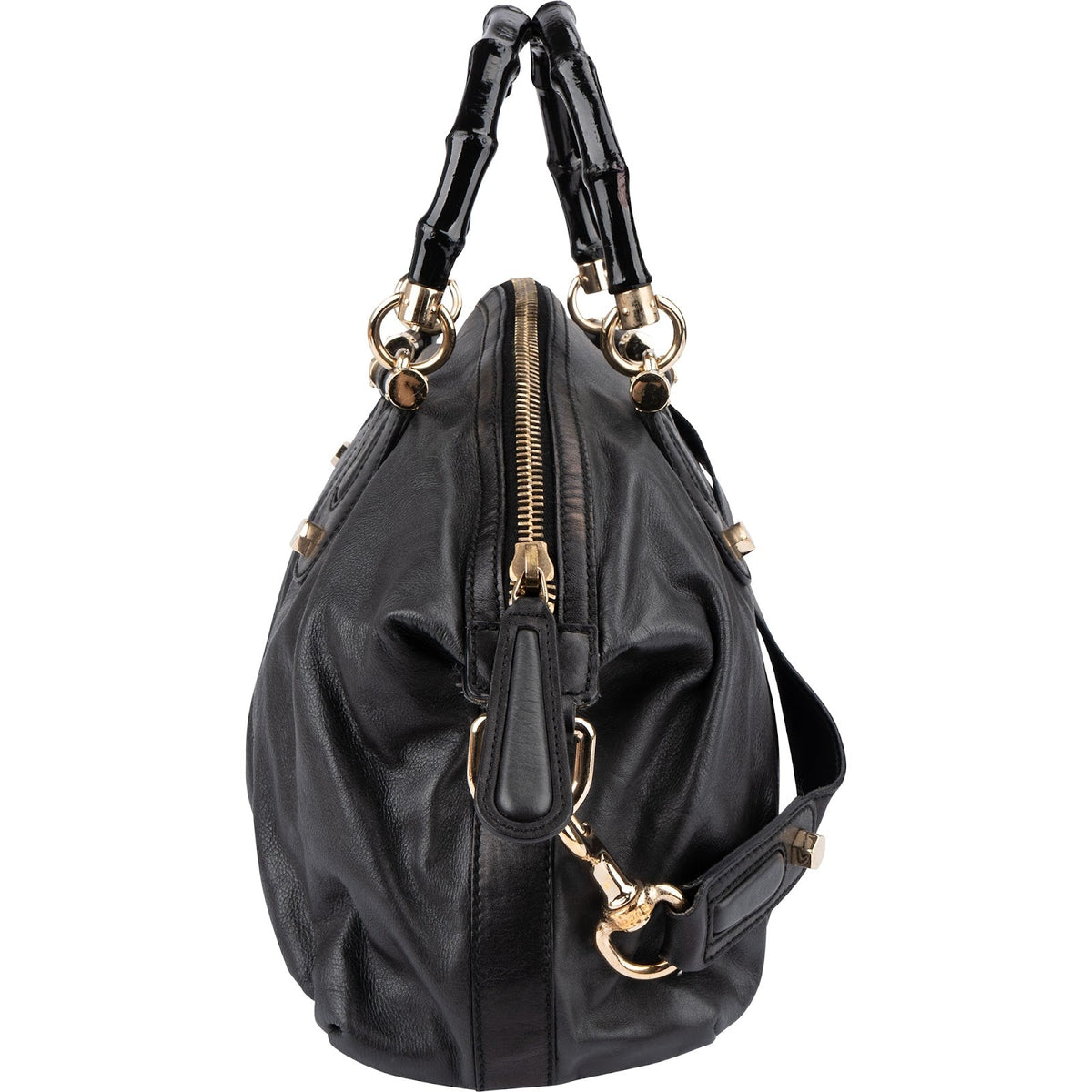 Gucci Schwarz Leder New Bamboo Henkeltasche Bowling, Bild 4 von 12