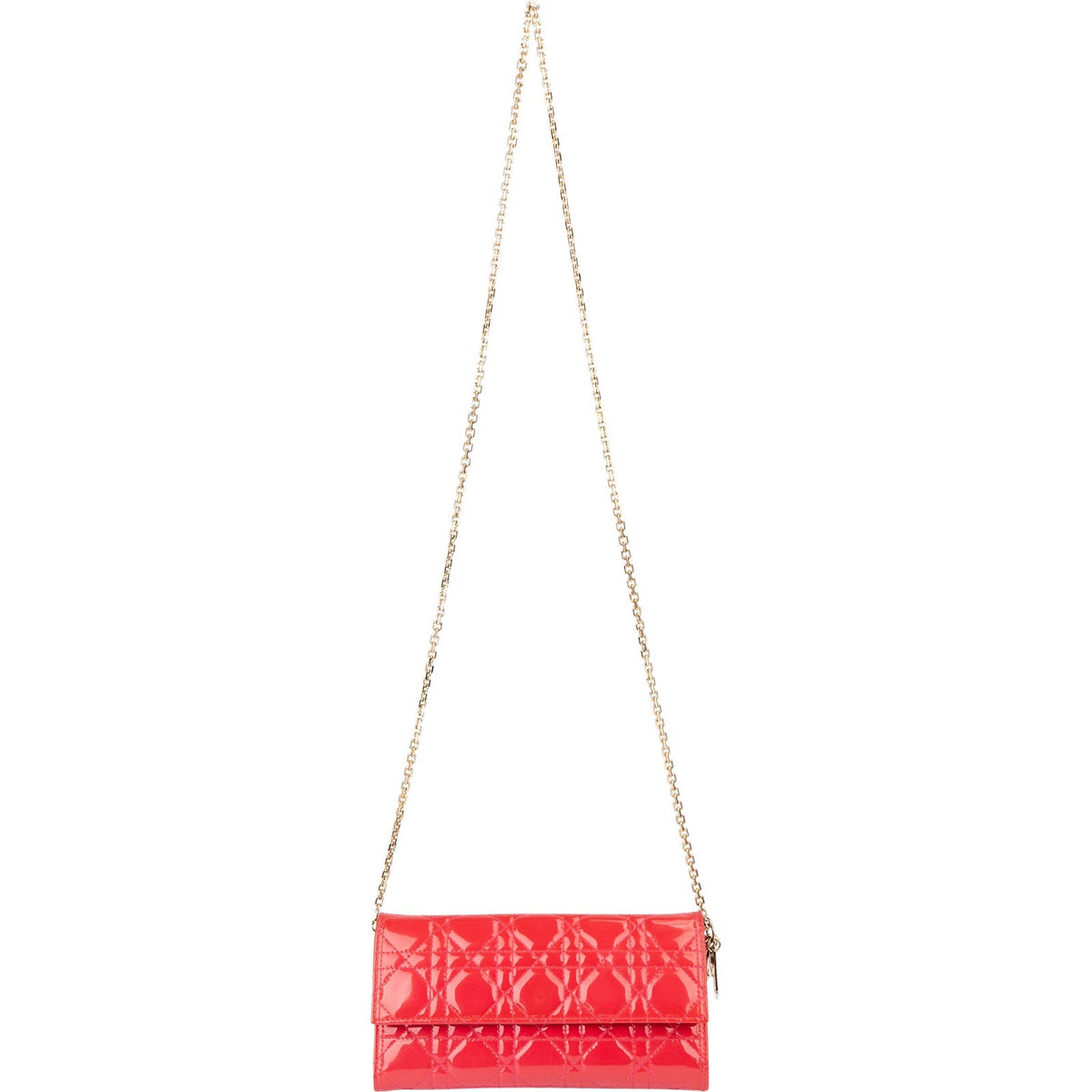Sac bandoulière Wallet On Chain Christian Dior en cuir verni motif Cannage
