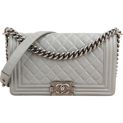Chanel Quilted Lambskin Medium Boy Single Flap Crossbody Bag