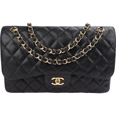 Chanel Caviar Gold Jumbo Double Flap Umhängetasche