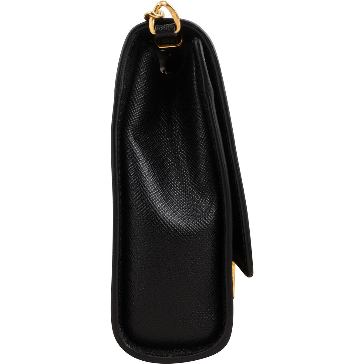 Borsa a tracolla piccola Prada in pelle Saffiano con chiusura a scatto rotonda