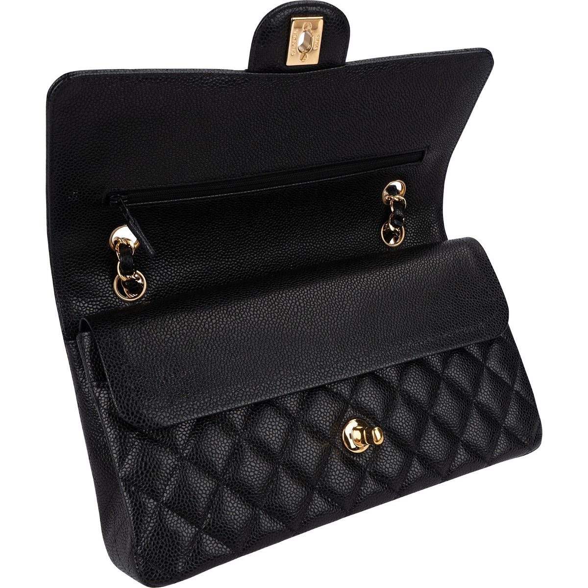 Bolso de hombro Chanel Medium Double Flap en piel caviar acolchada