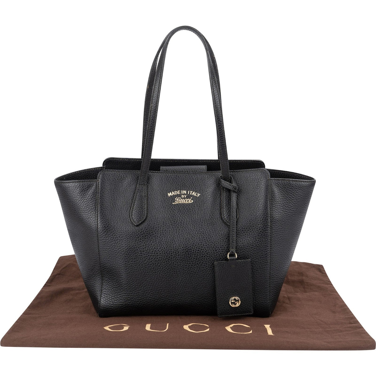 Sac cabas Gucci Swing en cuir grainé noir