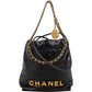 Bolso bandolera Chanel 22 con cordón en piel de cordero acolchada