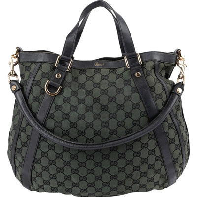 Gucci Green Monogram GG Canvas Hobo Handbag