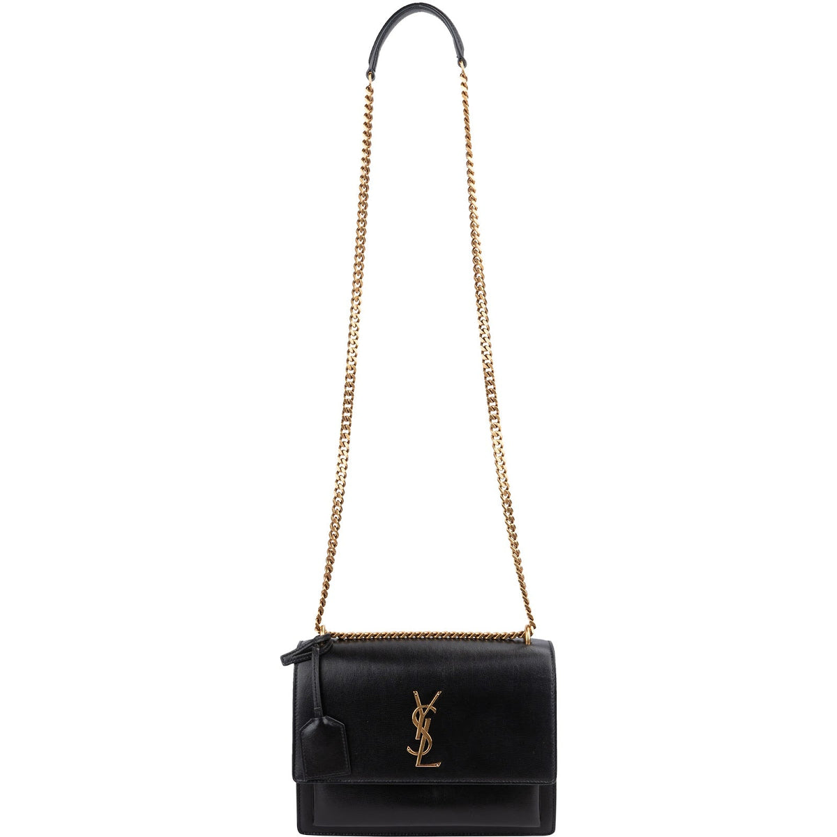Sac bandoulière moyen Sunset en cuir noir Saint Laurent