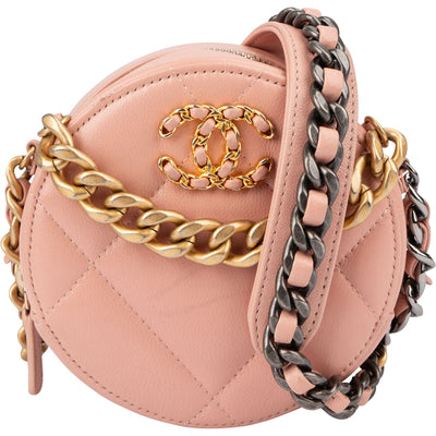 Sac bandoulière rond Chanel 19 en cuir d'agneau matelassé