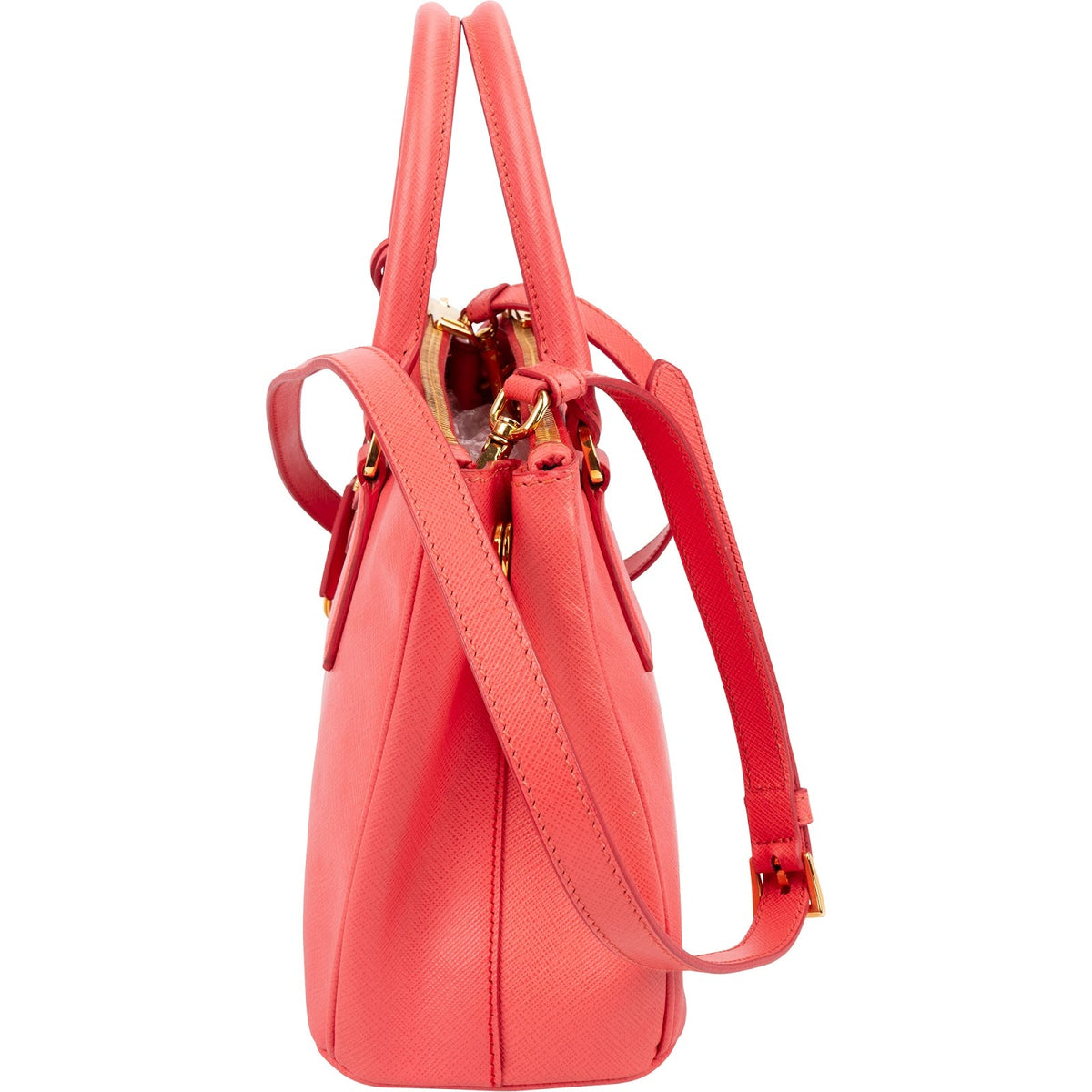 Bolso pequeño Galleria de Prada en piel Saffiano rosa