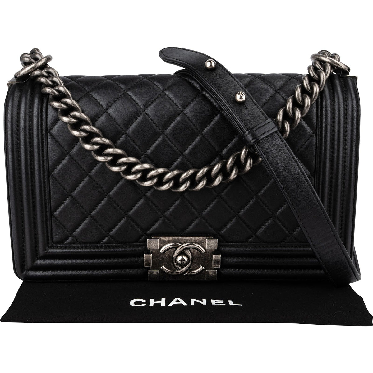 Chanel Medium Boy Single Flap aus gestepptem Lammleder – Ansicht 2