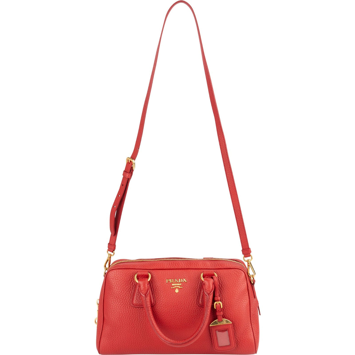 Borsa bauletto Prada in pelle Vitello Daino rossa