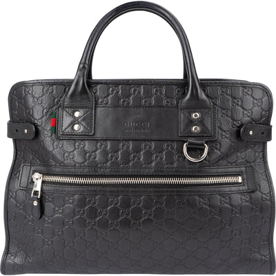 Gucci Guccissima Leather Web Detail Briefcase Handbag