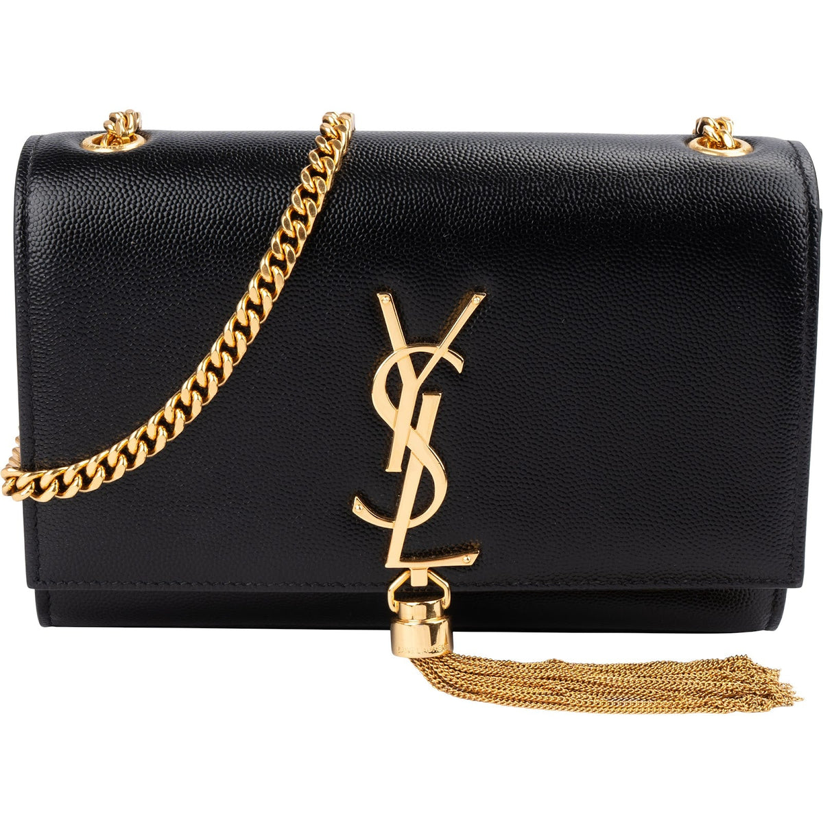 Bolso bandolera Saint Laurent Kate pequeño con borla y cadena en piel granulada