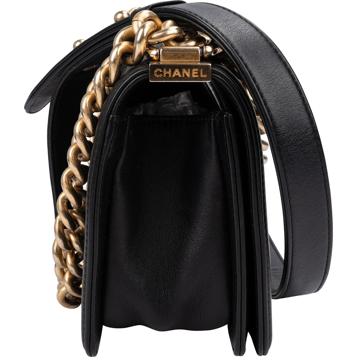 Bolso bandolera Chanel Boy Single Flap pequeño en piel de becerro acolchada