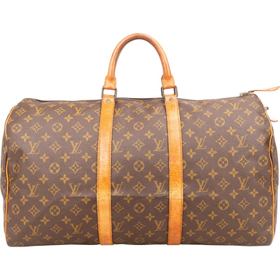 Borsa da viaggio Louis Vuitton Keepall 50 in tela Monogram
