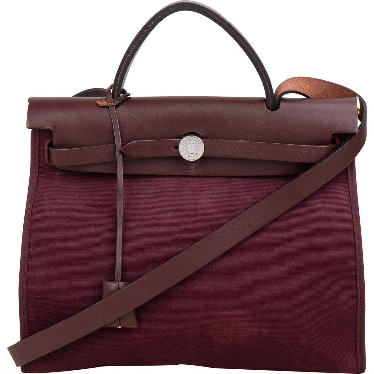 Sac bandoulière Hermès Classic Herbag 31 Zip en coton bordeaux