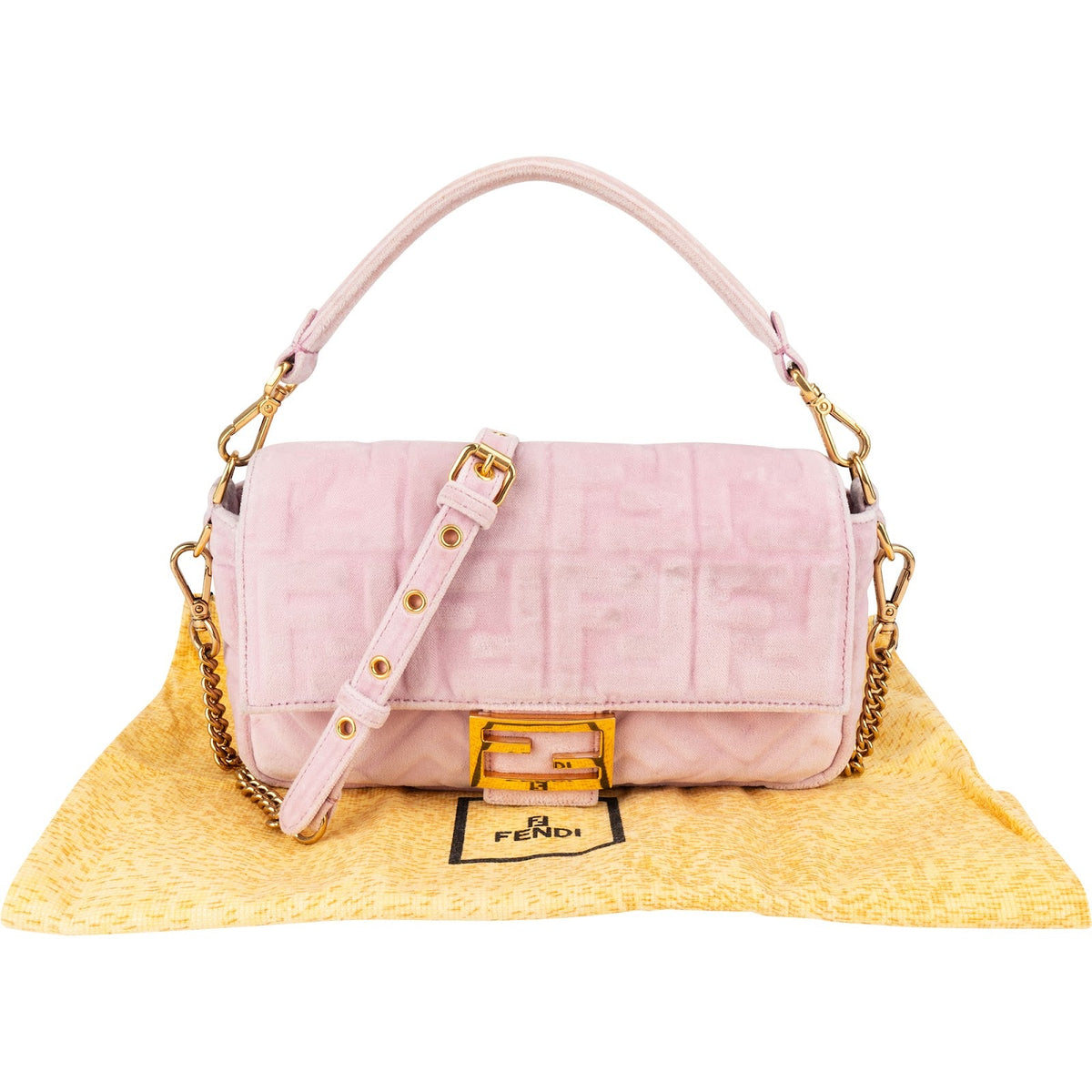 Fendi FF Embossed Wildleder Baguette Umhängetasche, Bild 2 von 12