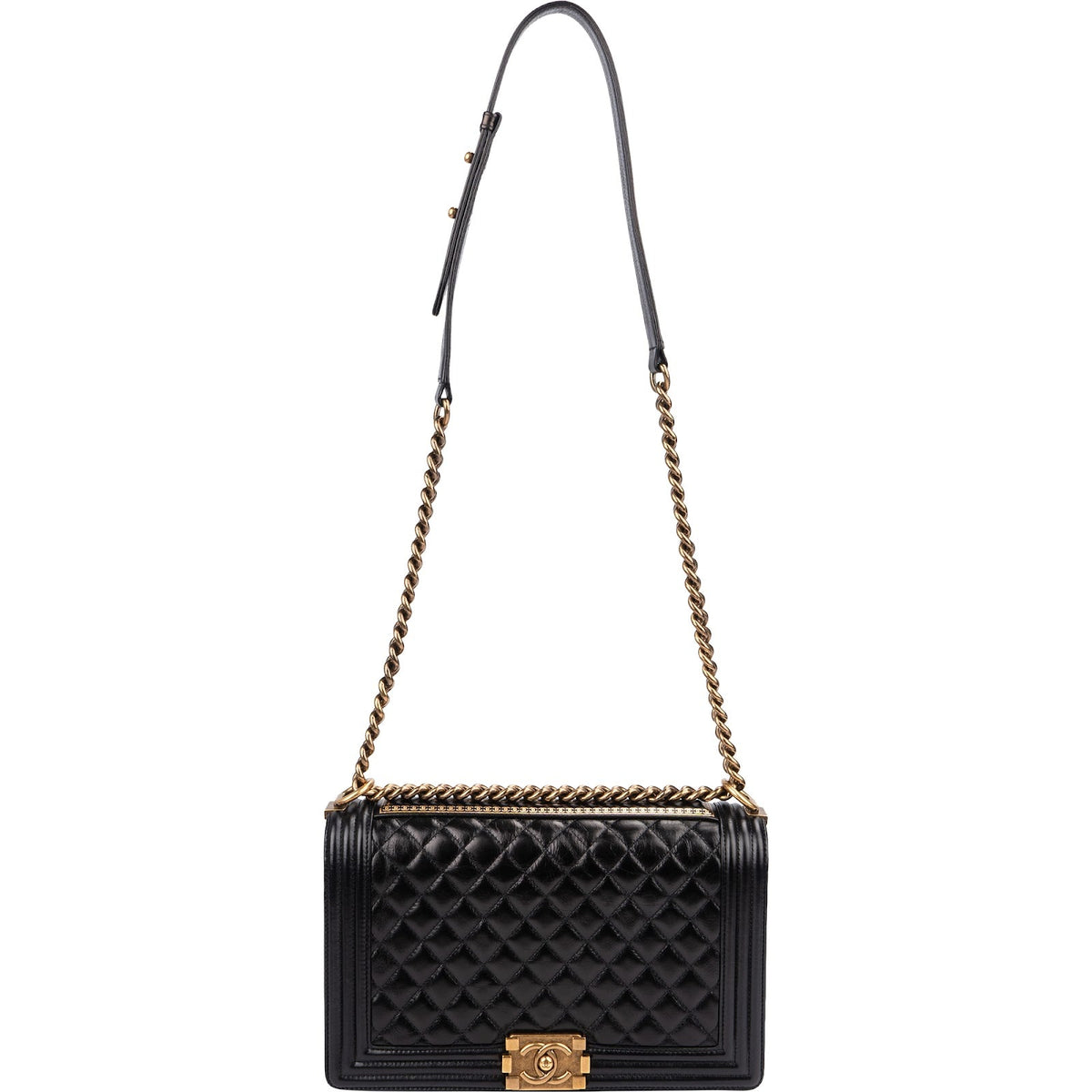 Chanel Large Boy Bag Paris-Salzburg aus Kalbsleder in Knitteroptik – Ansicht 12