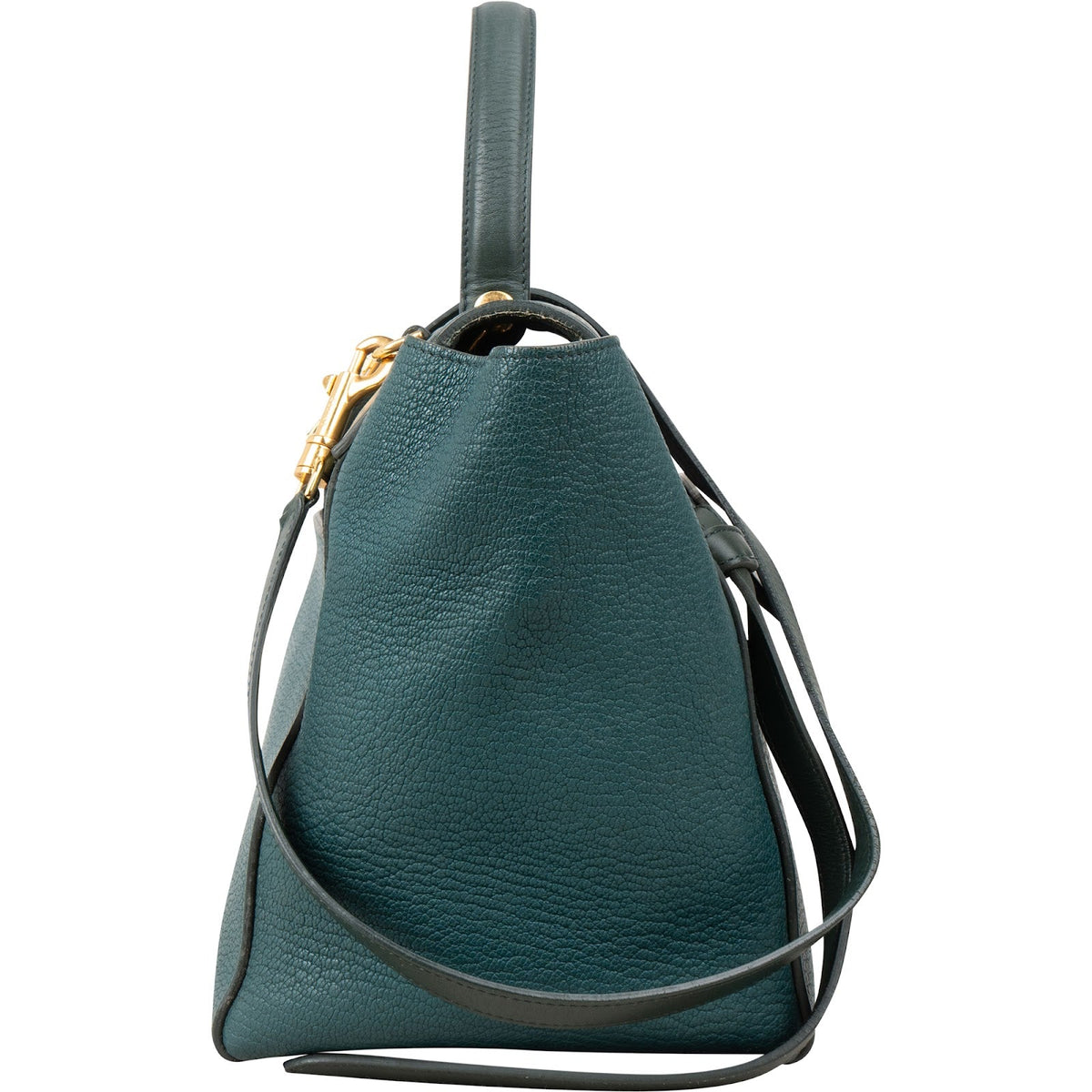 Borsa a mano Céline in pelle di vitello granata color petrolio