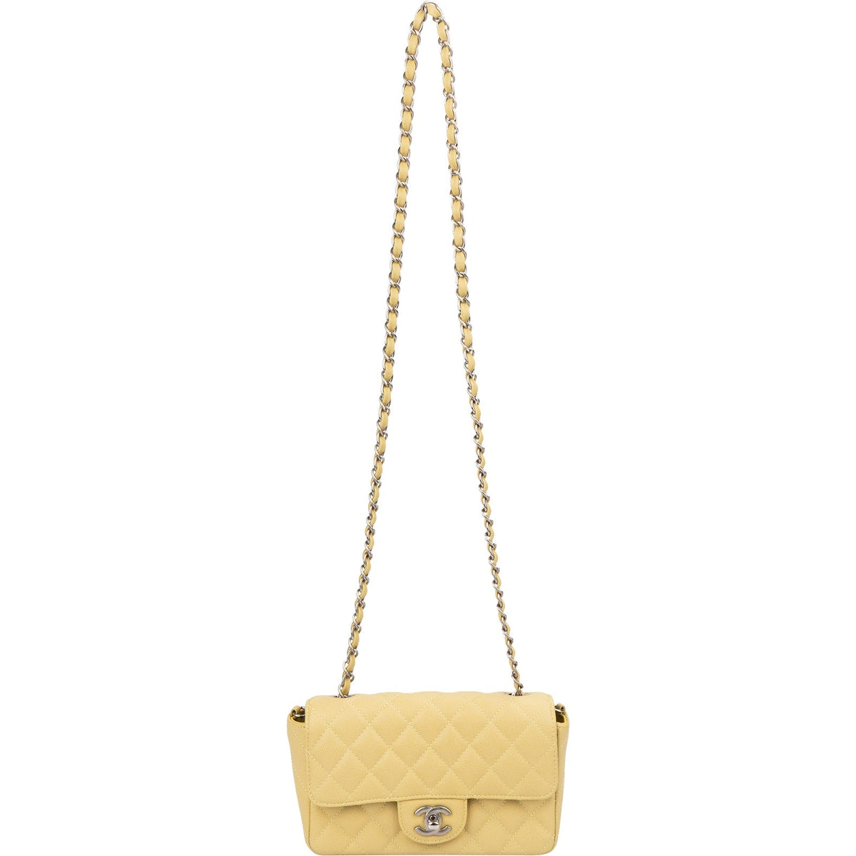 Chanel gewatteerde Caviar lederen Palladium Mini Rectangular Single Flap crossbody tas