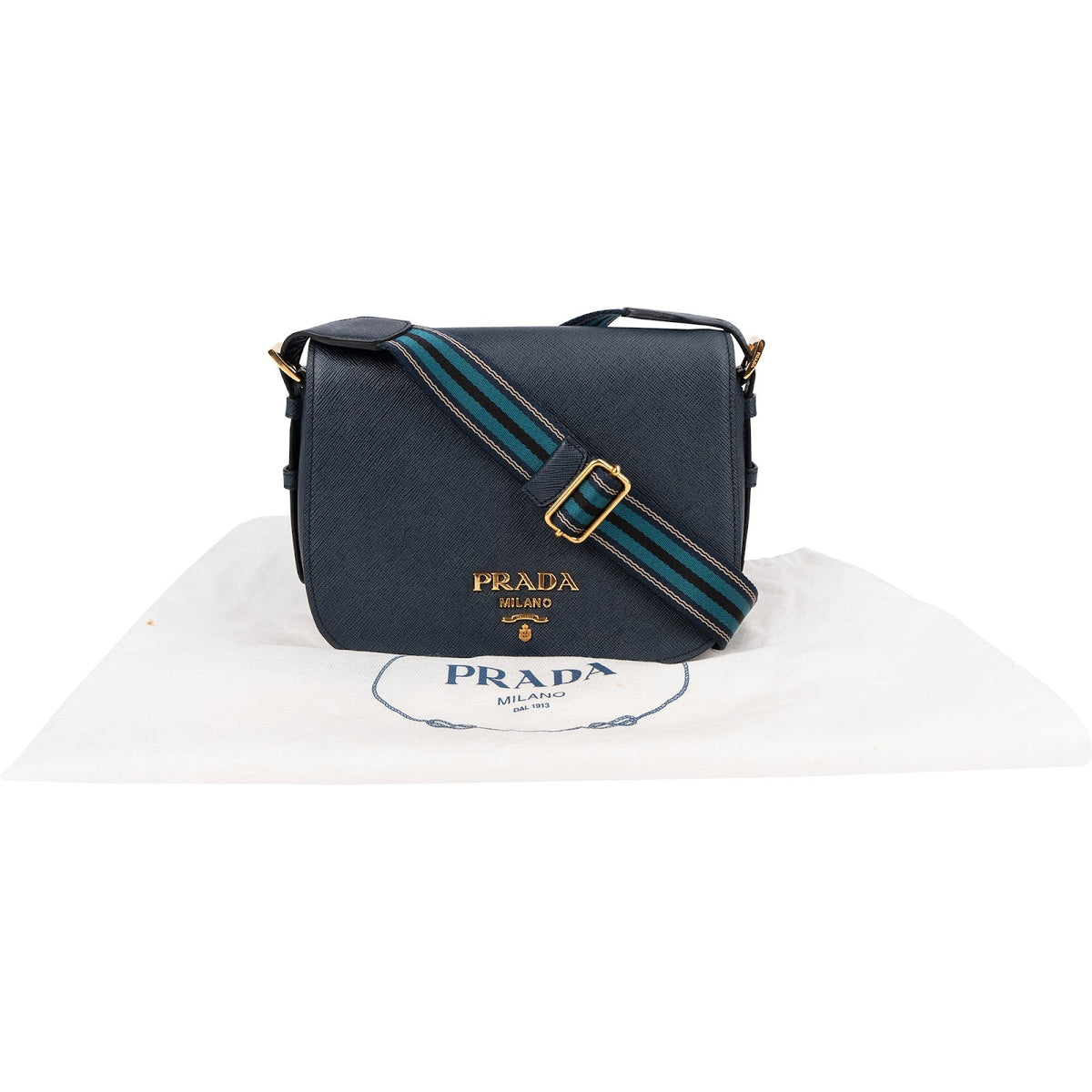 Borsa a tracolla Prada in pelle Saffiano blu