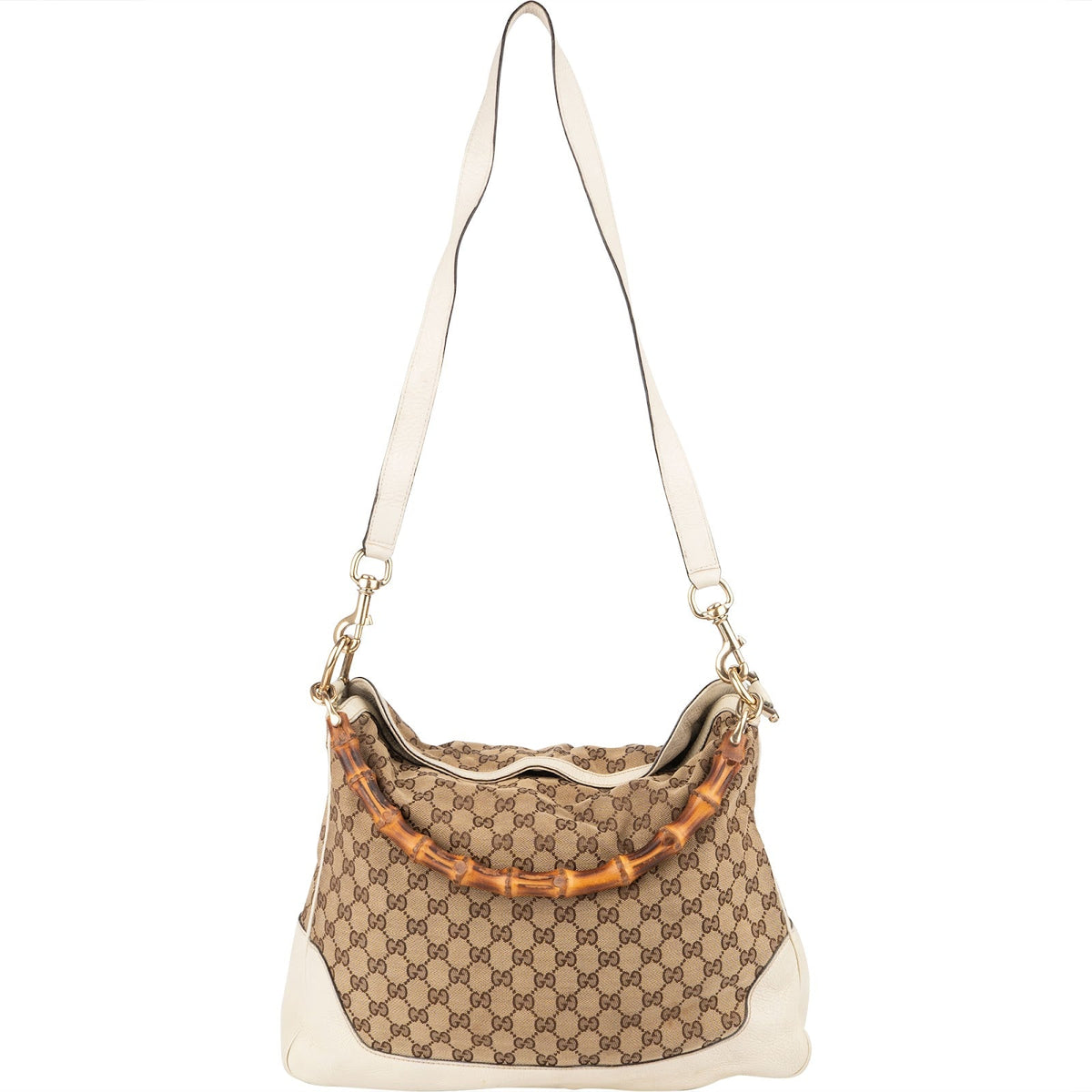 Gucci Monogram GG Canvas Bamboo Hobo Schultertasche, Bild 6 von 13