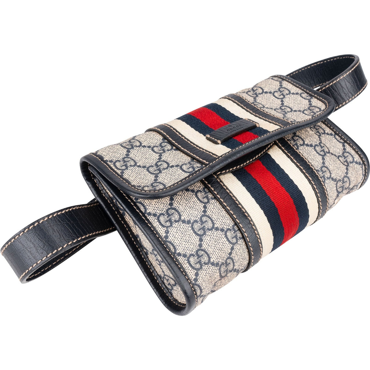 Gucci Blau Leder GG Supreme Web Belt Umhängetasche, Bild 4 von 9