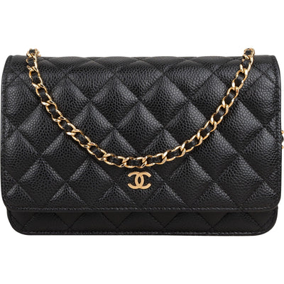 Chanel Quilted Caviar Leather Wallet On Chain Crossbody Bag