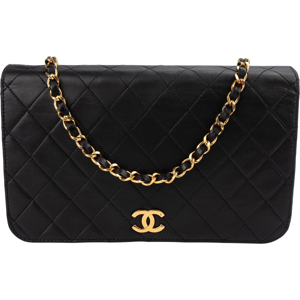 Chanel gewatteerde lamsleren 24K gouden Single Flap crossbody tas